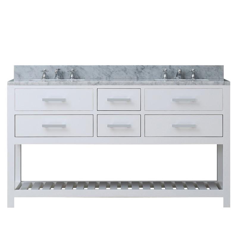 Water Creation Vanity Water Creation MADALYN60W Madalyn 60 Inch Pure White Double Sink Bathroom Vanity