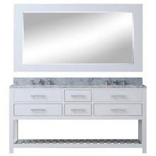Load image into Gallery viewer, Water Creation Vanity Water Creation MADALYN72WB Madalyn 72 Inch Pure White Double Sink Bathroom Vanity With Matching Large Framed Mirror