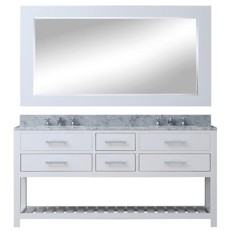 Water Creation Vanity Water Creation MADALYN72WB Madalyn 72 Inch Pure White Double Sink Bathroom Vanity With Matching Large Framed Mirror