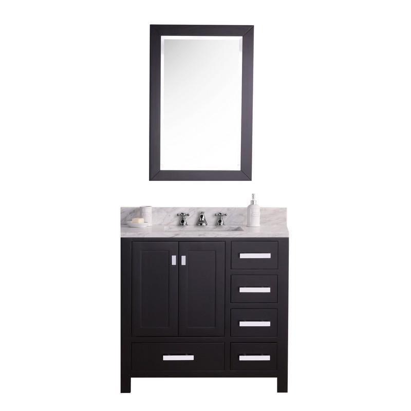 Water Creation Vanity Water Creation MADISON36EB Madison 36 Dark Espresso Single Sink Bathroom Vanity With Matching Mirror