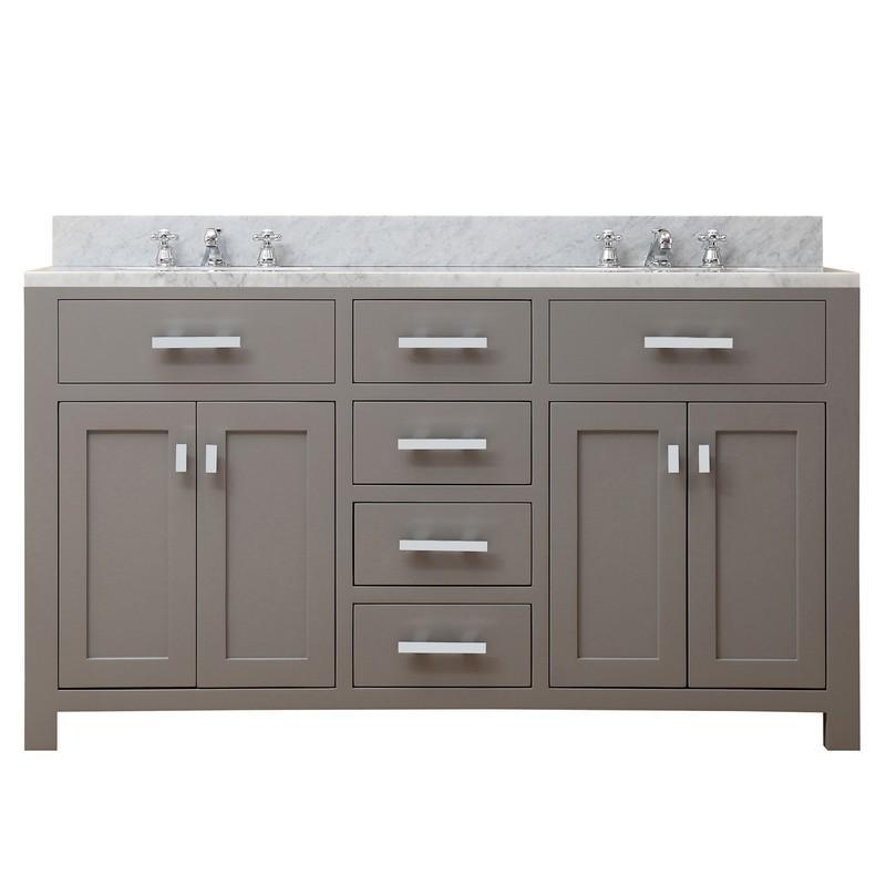 Water Creation Vanity Water Creation MADISON60G Madison 60 Inch Cashmere Grey Double Sink Bathroom Vanity
