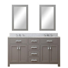 Load image into Gallery viewer, Water Creation Vanity Water Creation MADISON60GC Madison 60 Inch Cashmere Grey Double Sink Bathroom Vanity With 2 Matching Framed Mirrors