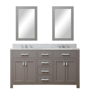 Water Creation Vanity Water Creation MADISON60GC Madison 60 Inch Cashmere Grey Double Sink Bathroom Vanity With 2 Matching Framed Mirrors