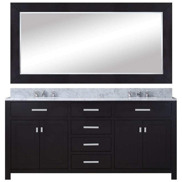 Water Creation Vanity Water Creation MADISON72EB Madison 72 Inch Espresso Double Sink Bathroom Vanity With Matching Large Framed Mirror