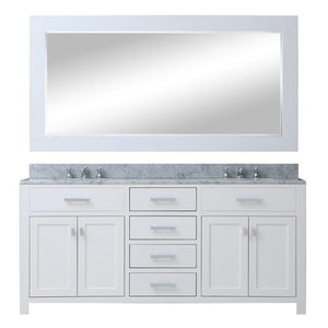 Water Creation Vanity Water Creation MADISON72WB Madison 72 Inch Pure White Double Sink Bathroom Vanity With Matching Large Framed Mirror