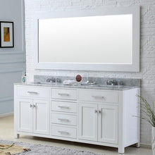 Load image into Gallery viewer, Water Creation Vanity Water Creation MADISON72WB Madison 72 Inch Pure White Double Sink Bathroom Vanity With Matching Large Framed Mirror