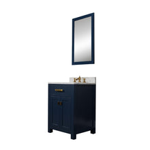 Load image into Gallery viewer, Water Creation Vanity Water Creation MS24CW06MB-000FX1306 Madison 24-Inch Single Sink Carrara White Marble Vanity In Monarch Blue With F2-0013-06-FX Lavatory Faucet