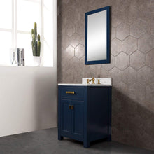 Load image into Gallery viewer, Water Creation Vanity Water Creation MS24CW06MB-R21FX1306 Madison 24-Inch Single Sink Carrara White Marble Vanity In Monarch Blue With Matching Mirror and F2-0013-06-FX Lavatory Faucet