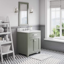 Load image into Gallery viewer, Water Creation Vanity Water Creation MS30CW01GN-R21000000 Madison 30 Inch Single Sink Carrara White Marble Countertop Vanity in Glacial Green with Mirror