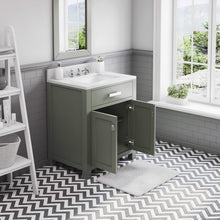 Load image into Gallery viewer, Water Creation Vanity Water Creation MS30CW01GN-R21000000 Madison 30 Inch Single Sink Carrara White Marble Countertop Vanity in Glacial Green with Mirror