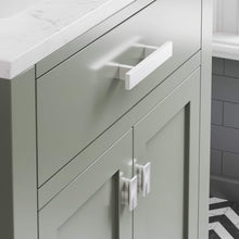 Load image into Gallery viewer, Water Creation Vanity Water Creation MS30CW01GN-R21000000 Madison 30 Inch Single Sink Carrara White Marble Countertop Vanity in Glacial Green with Mirror