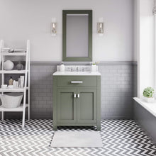 Load image into Gallery viewer, Water Creation Vanity Water Creation MS30CW01GN-R21000000 Madison 30 Inch Single Sink Carrara White Marble Countertop Vanity in Glacial Green with Mirror