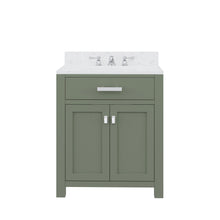 Load image into Gallery viewer, Water Creation Vanity Water Creation MS30CW01GN-R21000000 Madison 30 Inch Single Sink Carrara White Marble Countertop Vanity in Glacial Green with Mirror