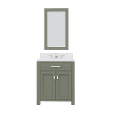 Load image into Gallery viewer, Water Creation Vanity Water Creation MS30CW01GN-R21TL0901 Madison 30 Inch Single Sink Carrara White Marble Countertop Vanity in Glacial Green with Classic Faucet and Mirror
