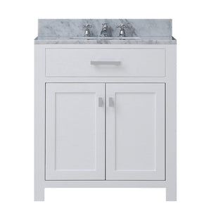 Water Creation Vanity Water Creation MS30CW01PW-000BX0901 30 Inch Pure White Single Sink Bathroom Vanity With Faucet From The Madison Collection