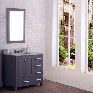 Water Creation Vanity Water Creation MS36CW01CG-R24000000 36 Inch Wide Cashmere Grey Single Sink Bathroom Vanity With Matching Mirror From The Madison Collection
