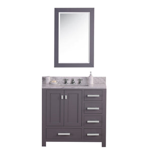 Water Creation Vanity Water Creation MS36CW01CG-R24000000 36 Inch Wide Cashmere Grey Single Sink Bathroom Vanity With Matching Mirror From The Madison Collection