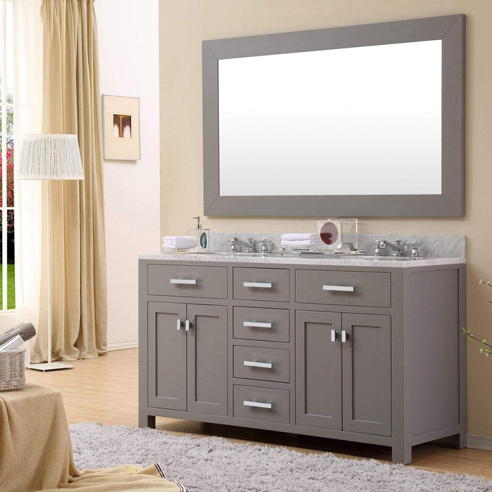 Water Creation Vanity Water Creation MS60CW01CG-000BX0901 60 Inch Cashmere Grey Double Sink Bathroom Vanity With Faucet From The Madison Collection