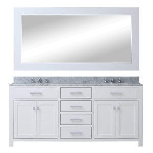 Water Creation Vanity Water Creation MS60CW01PW-R60BX0901 60 Inch Pure White Double Sink Bathroom Vanity With Matching Framed Mirror And Faucet From The Madison Collection