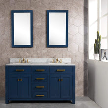 Load image into Gallery viewer, Water Creation Vanity Water Creation MS60CW06MB-000FX1306 Madison 60-Inch Double Sink Carrara White Marble Vanity In Monarch BlueWith F2-0013-06-FX Lavatory Faucet(s)