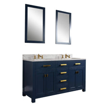 Load image into Gallery viewer, Water Creation Vanity Water Creation MS60CW06MB-000FX1306 Madison 60-Inch Double Sink Carrara White Marble Vanity In Monarch BlueWith F2-0013-06-FX Lavatory Faucet(s)