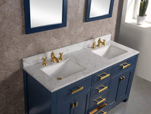 Load image into Gallery viewer, Water Creation Vanity Water Creation MS60CW06MB-000FX1306 Madison 60-Inch Double Sink Carrara White Marble Vanity In Monarch BlueWith F2-0013-06-FX Lavatory Faucet(s)