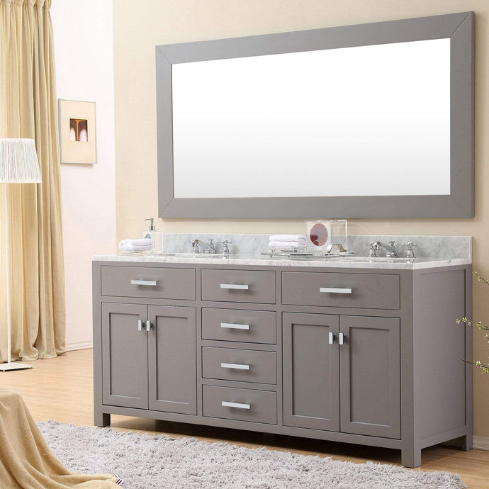 Water Creation Vanity Water Creation MS72CW01CG-000BX0901 72 Inch Cashmere Grey Double Sink Bathroom Vanity With Faucet From The Madison Collection