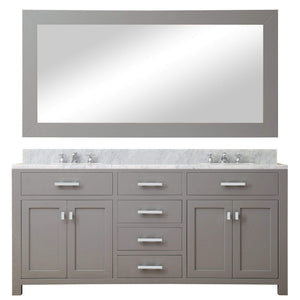 Water Creation Vanity Water Creation MS72CW01CG-R72000000 72 Inch Cashmere Grey Double Sink Bathroom Vanity With Matching Large Framed Mirror From The Madison Collection