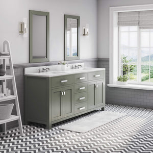 Water Creation Vanity Water Creation MS72CW01GN-000000000 Madison 72 Inch Double Sink Carrara White Marble Countertop Vanity in Glacial Green