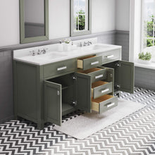 Load image into Gallery viewer, Water Creation Vanity Water Creation MS72CW01GN-000000000 Madison 72 Inch Double Sink Carrara White Marble Countertop Vanity in Glacial Green