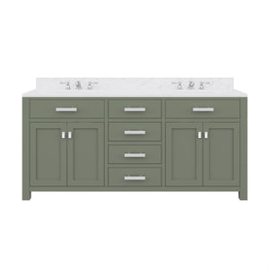 Water Creation Vanity Water Creation MS72CW01GN-000000000 Madison 72 Inch Double Sink Carrara White Marble Countertop Vanity in Glacial Green