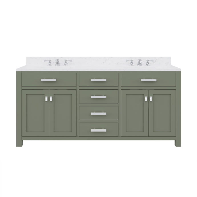 Water Creation Vanity Water Creation MS72CW01GN-000000000 Madison 72 Inch Double Sink Carrara White Marble Countertop Vanity in Glacial Green