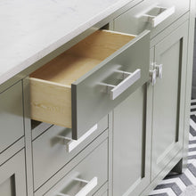 Load image into Gallery viewer, Water Creation Vanity Water Creation MS72CW01GN-000000000 Madison 72 Inch Double Sink Carrara White Marble Countertop Vanity in Glacial Green