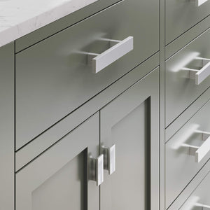 Water Creation Vanity Water Creation MS72CW01GN-R21000000 Madison 72 Inch Double Sink  Carrara White Marble Countertop Vanity in Glacial Green with Mirror