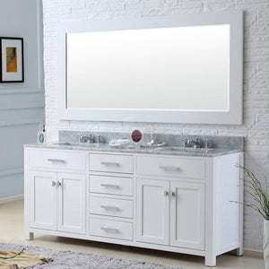 Water Creation Vanity Water Creation MS72CW01PW-000BX0901 72 Inch Pure White Double Sink Bathroom Vanity With Faucet From The Madison Collection