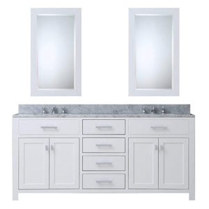 Water Creation Vanity Water Creation MS72CW01PW-R24000000 72 Inch Pure White Double Sink Bathroom Vanity With 2 Matching Framed Mirrors From The Madison Collection