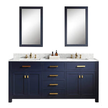 Load image into Gallery viewer, Water Creation Vanity Water Creation MS72CW06MB-000FX1306 Madison 72-Inch Double Sink Carrara White Marble Vanity In Monarch Blue  With F2-0013-06-FX Lavatory Faucet(s)