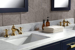 Water Creation Vanity Water Creation MS72CW06MB-000FX1306 Madison 72-Inch Double Sink Carrara White Marble Vanity In Monarch Blue  With F2-0013-06-FX Lavatory Faucet(s)