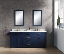 Load image into Gallery viewer, Water Creation Vanity Water Creation MS72CW06MB-000FX1306 Madison 72-Inch Double Sink Carrara White Marble Vanity In Monarch Blue  With F2-0013-06-FX Lavatory Faucet(s)