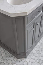 Load image into Gallery viewer, Water Creation Vanity Water Creation PA60A-0100CG Palace 60 Inch Quartz Carrara Cashmere Grey Bathroom Vanity Set in Chrome
