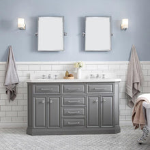 Load image into Gallery viewer, Water Creation Vanity Water Creation PA60A-0100CG Palace 60 Inch Quartz Carrara Cashmere Grey Bathroom Vanity Set in Chrome