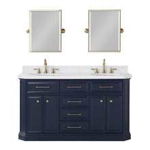 Load image into Gallery viewer, Water Creation Vanity Water Creation PA60B-0600MB Palace 60 Inch Double Sink White Quartz Countertop Vanity in Monarch Blue and Mirrors