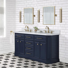 Load image into Gallery viewer, Water Creation Vanity Water Creation PA60B-0600MB Palace 60 Inch Double Sink White Quartz Countertop Vanity in Monarch Blue and Mirrors