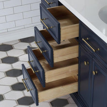 Load image into Gallery viewer, Water Creation Vanity Water Creation PA60C-0612MB Palace 60 Inch Double Sink White Quartz Countertop Vanity in Monarch Blue with Hook Faucets