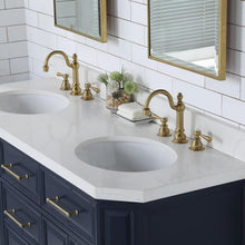 Load image into Gallery viewer, Water Creation Vanity Water Creation PA60D-0612MB Palace 60 Inch Double Sink White Quartz Countertop Vanity in Monarch Blue with Hook Faucets and Mirrors