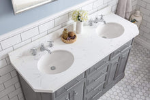 Load image into Gallery viewer, Water Creation Vanity Water Creation PA60QZ01CG-E18BX0901 60&quot;&quot; Palace Collection Quartz Carrara Cashmere Grey Bathroom Vanity Set With Hardware And F2-0009 Faucets, Mirror in Chrome Finish