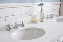 Load image into Gallery viewer, Water Creation Vanity Water Creation PA60QZ01PW-000BX0901 60&quot;&quot; Palace Collection Quartz Carrara Pure White Bathroom Vanity Set With Hardware And F2-0009 Faucets in Chrome Finish