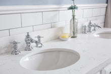 Load image into Gallery viewer, Water Creation Vanity Water Creation PA60QZ01PW-000FX1301 60&quot;&quot; Palace Collection Quartz Carrara Pure White Bathroom Vanity Set With Hardware And F2-0013 Faucets in Chrome Finish