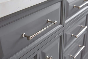 Water Creation Vanity Water Creation PA60QZ05CG-E18FX1305 60"" Palace Collection Quartz Carrara Cashmere Grey Bathroom Vanity Set With Hardware And F2-0013 Faucets, Mirror in Polished Nickel (PVD) Finish