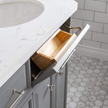 Load image into Gallery viewer, Water Creation Vanity Water Creation PA60QZ05CG-E18FX1305 60&quot;&quot; Palace Collection Quartz Carrara Cashmere Grey Bathroom Vanity Set With Hardware And F2-0013 Faucets, Mirror in Polished Nickel (PVD) Finish